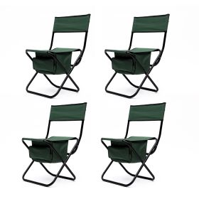 4-piece Folding Outdoor Chair with Storage Bag; Portable Chair for indoor; Outdoor Camping; Picnics and Fishing; Green - as Pic