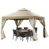 Outdoor 2-Tier 10 Feet x 10 Feet Screw-free Structure Shelter Gazebo Canopy - beige