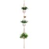 3 Layers Hand Woven Plants Flowers Pot Hanging Basket Holder Net Garden Decor - as show