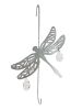 Dragonfly Hanging Hook for Wind Chimes, Bird Feeders, Plants, Memorial Garden - Silver Dragonfly with Crystal Prisms by Weathered Raindrop - Default T
