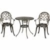 Outdoor Patio Furniture Set Cast Aluminum 3pcs Bistro Table Set  - Bronze - Patio Furniture