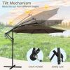 10 Feet Patio Offset Umbrella with 112 Solar-Powered LED Lights - Coffee