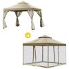 Outdoor 2-Tier 10 Feet x 10 Feet Screw-free Structure Shelter Gazebo Canopy - beige