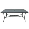 70inch Outdoor Patio Dining Table with Umbrella Hole; 6 Person Metal Square Table for Garden; Backyard and Porch - pic