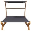 Patio Lounge Bed with Canopy 65"x79.9"x54.3" Solid Bent Wood Anthracite - Anthracite