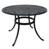 42 Inch Cast Aluminum Patio Table with Umbrella Hole; Round Patio Bistro Table for Garden; Patio; Yard; Black with Antique Bronze at The Edge - pic