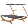 Patio Lounge Bed with Canopy 65"x79.9"x54.3" Solid Bent Wood Anthracite - Anthracite