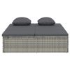 Convertible Sun Bed with Cushions Poly Rattan Dark Gray - Gray