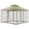 Outdoor 2-Tier 10 Feet x 10 Feet Screw-free Structure Shelter Gazebo Canopy - beige