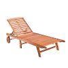 Malibu Outdoor Wood Folding Sunbathing Chaise Lounge - as Pic