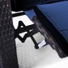 Outdoor Recliner Chair;  Automatic Adjustable Wicker Lounge Recliner Chair with 5.12'' Thicken Cushion - Navy Blue - Brown Wicker