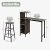 Multi Function 3-Piece Counter Height Dining Table Set - Brown - Dining Table