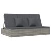 Convertible Sun Bed with Cushions Poly Rattan Dark Gray - Gray