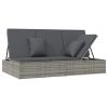 Convertible Sun Bed with Cushions Poly Rattan Dark Gray - Gray