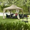 Outdoor 2-Tier 10 Feet x 10 Feet Screw-free Structure Shelter Gazebo Canopy - beige